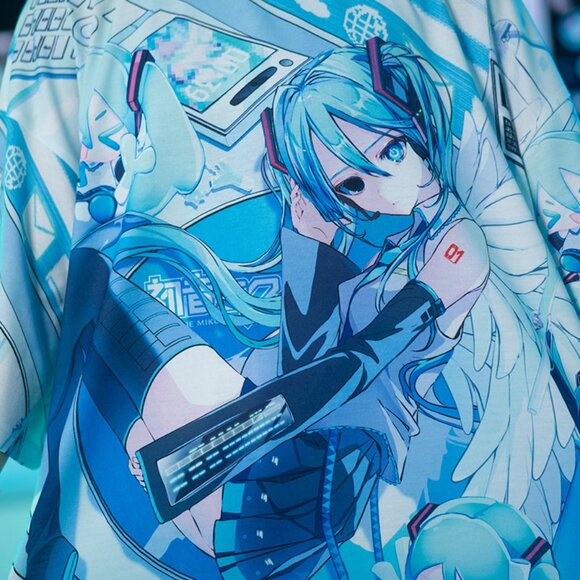 ACDC RAG x Hatsune Miku Forever White Blue Oversized Tee - Picture 4 of 8